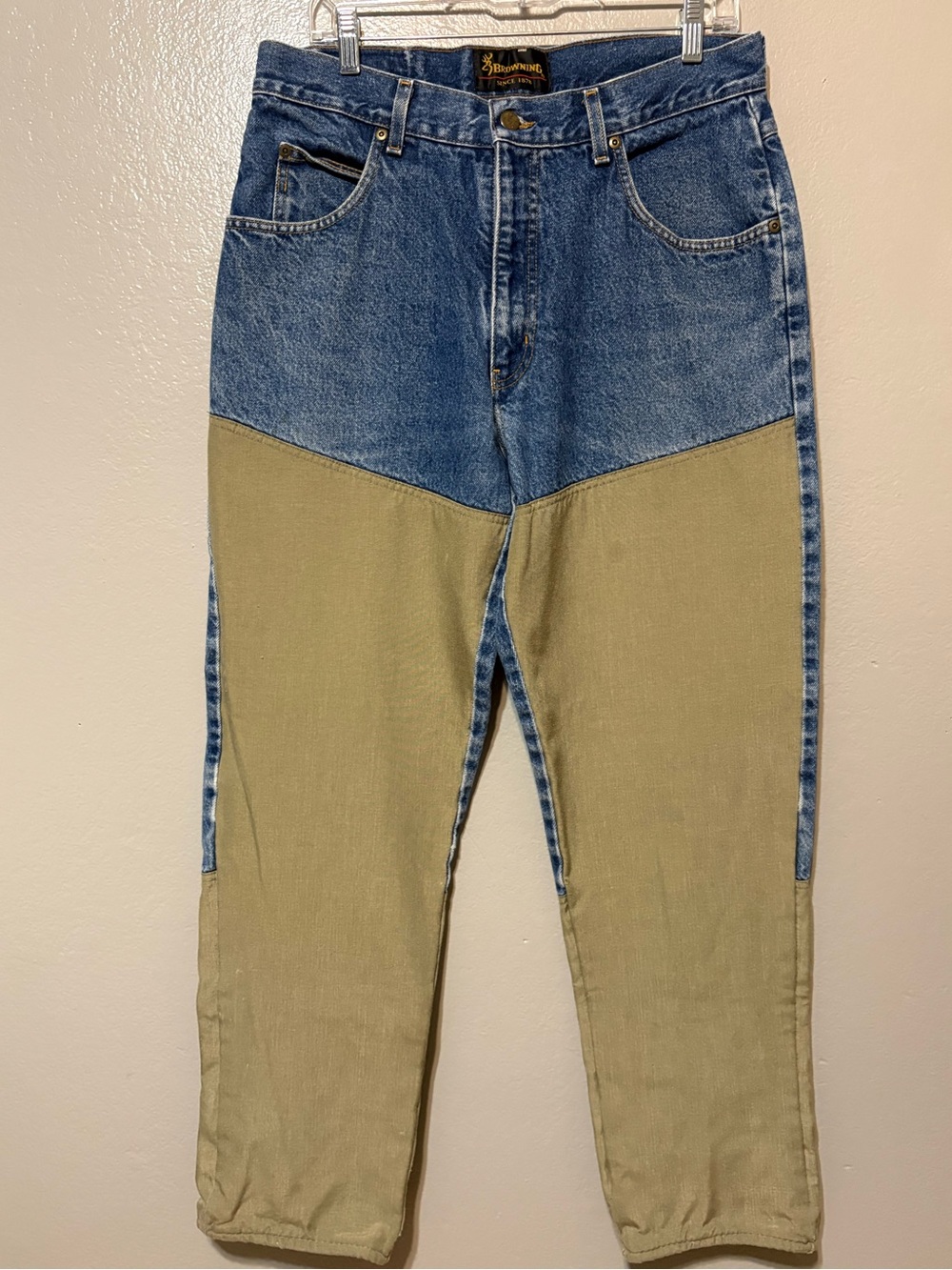 Browning Two-Tone Blue and khaki Straight Jeans Size 34/34 - Picture 1 of 14